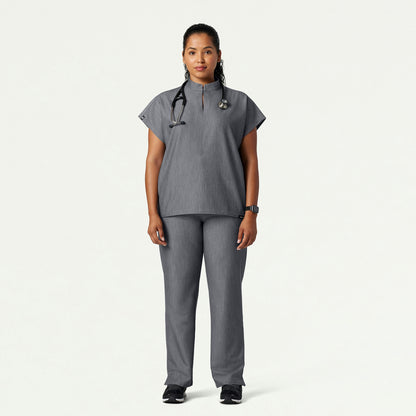 Aris Oversized 2-Pocket Scrub Top - Heather Gray - WOMEN'S TOPS - Jaanuu