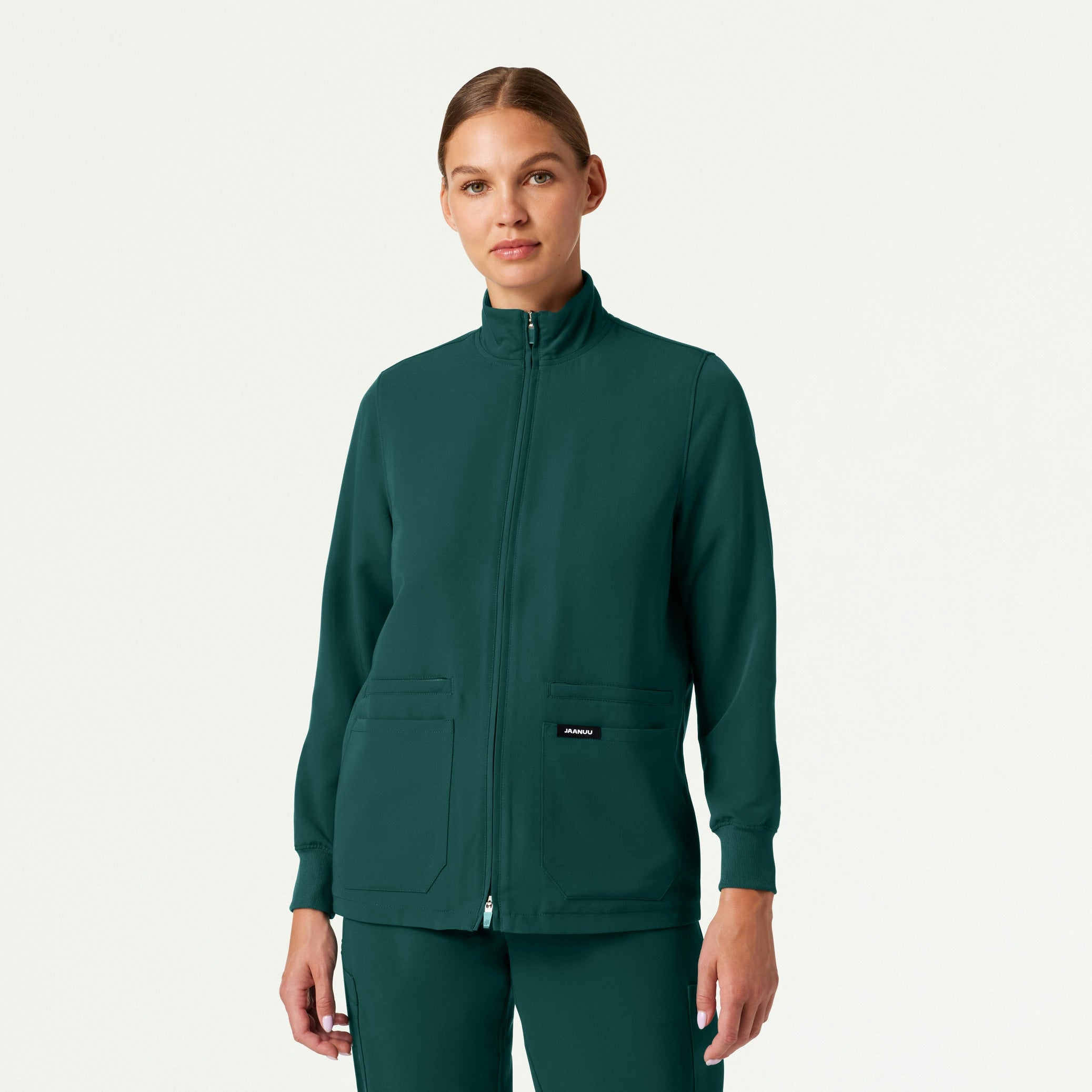 Ceri Essential 6-Pocket Scrub Jacket - Midnight Green - WOMEN'S JACKETS - Jaanuu
