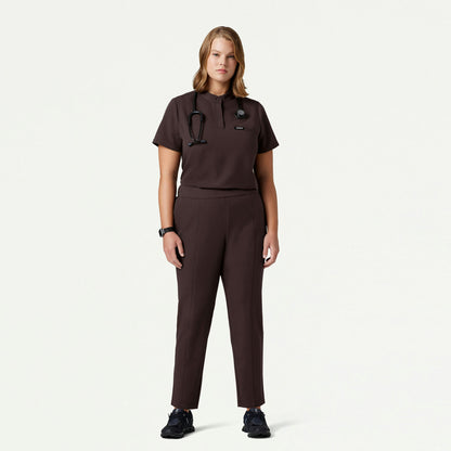Lio Tapered 5-Pocket Scrub Pant - Espresso - WOMEN'S PANTS - Jaanuu