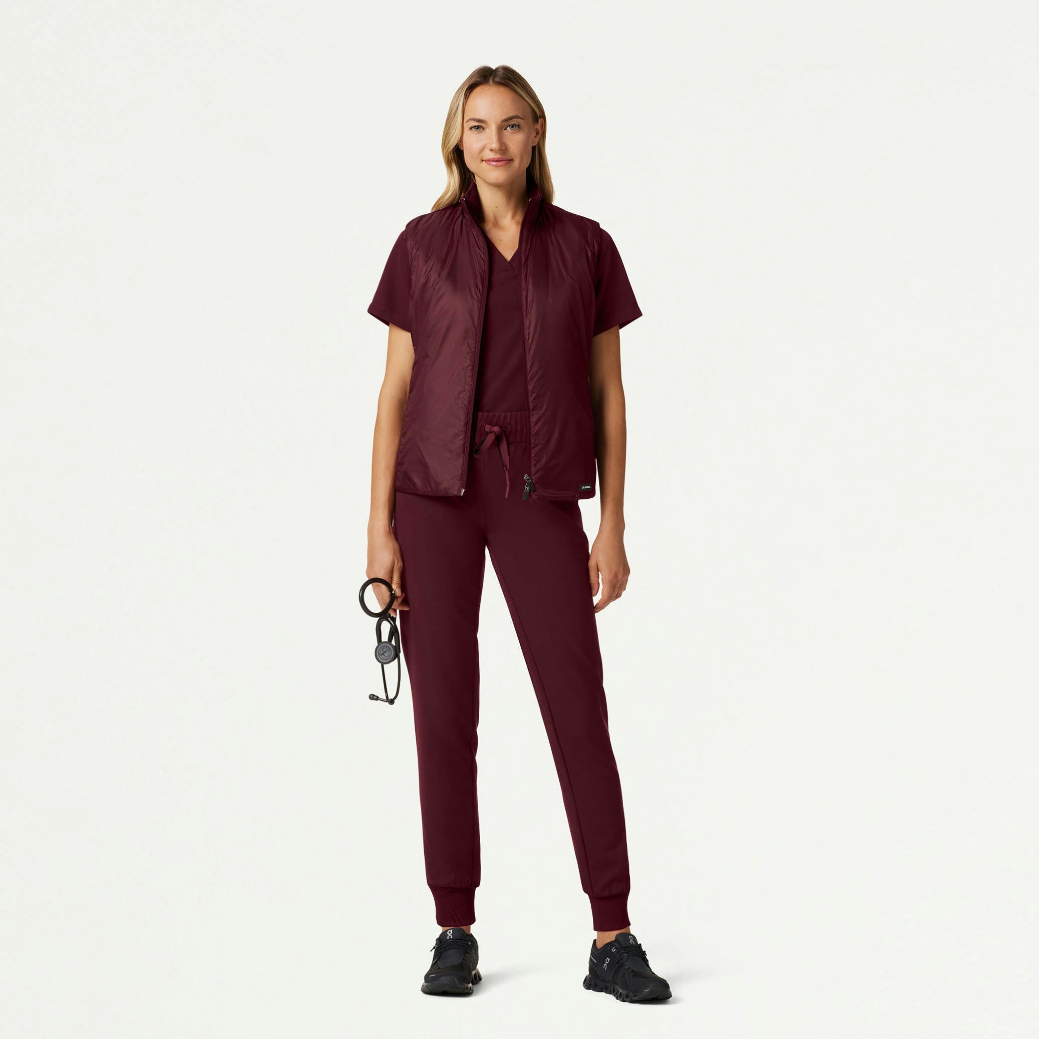 The Alex Vest Scrub Set - Burgundy