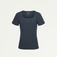 Emery Slim Square-Neck Scrub Top - Carbon Gray