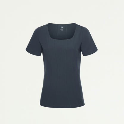 Emery Slim Square-Neck Scrub Top - Carbon Gray - WOMEN'S TOPS - Jaanuu