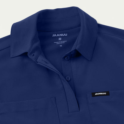 Acta Oversized 2-Pocket Scrub Top - Navy Blue - WOMEN'S TOPS - Jaanuu