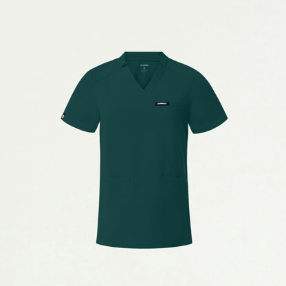 Helia Slim Notched V-Neck Scrub Top - Midnight Green - WOMEN'S TOPS - Jaanuu