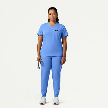 Rhena Slim Essential 1-Pocket Scrub Top - Ceil Blue - WOMEN'S TOPS - Jaanuu