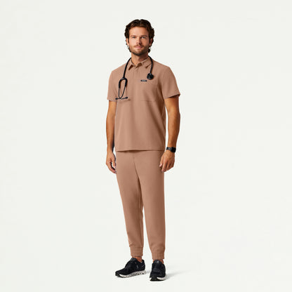 Axis Polo Scrub Top - Clay - MEN'S TOPS - Jaanuu