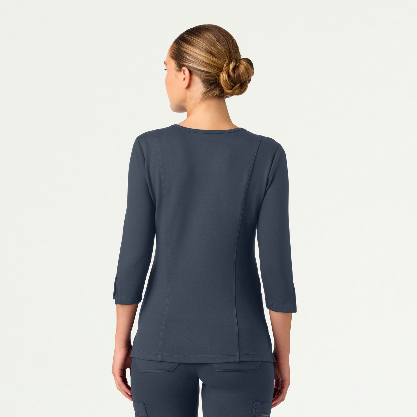 Zoe Slim 3/4-Sleeve ULTRAsoft Scrub Top - Carbon Gray - WOMEN'S TOPS - Jaanuu