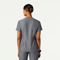 Helia Slim Notched V-Neck Scrub Top - Heather Gray
