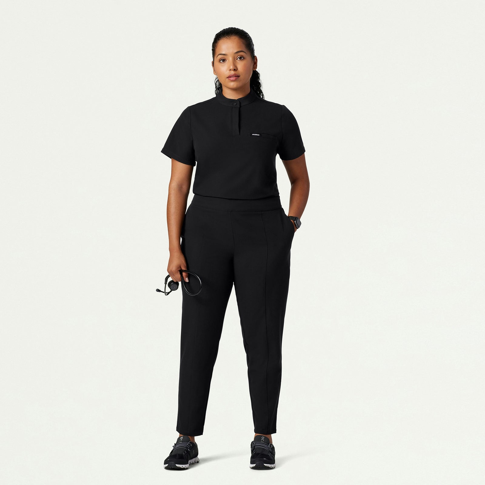 Lio Tapered 5-Pocket Scrub Pant - Black - WOMEN'S PANTS - Jaanuu
