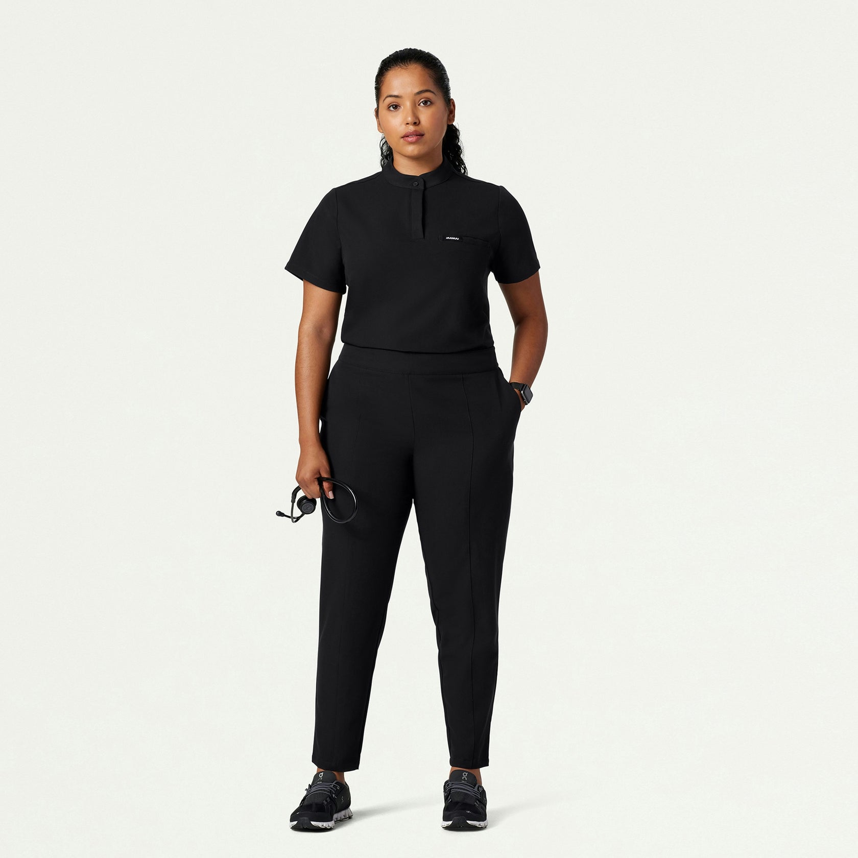 Lio Tapered 5-Pocket Scrub Pant - Black - WOMEN'S PANTS - Jaanuu
