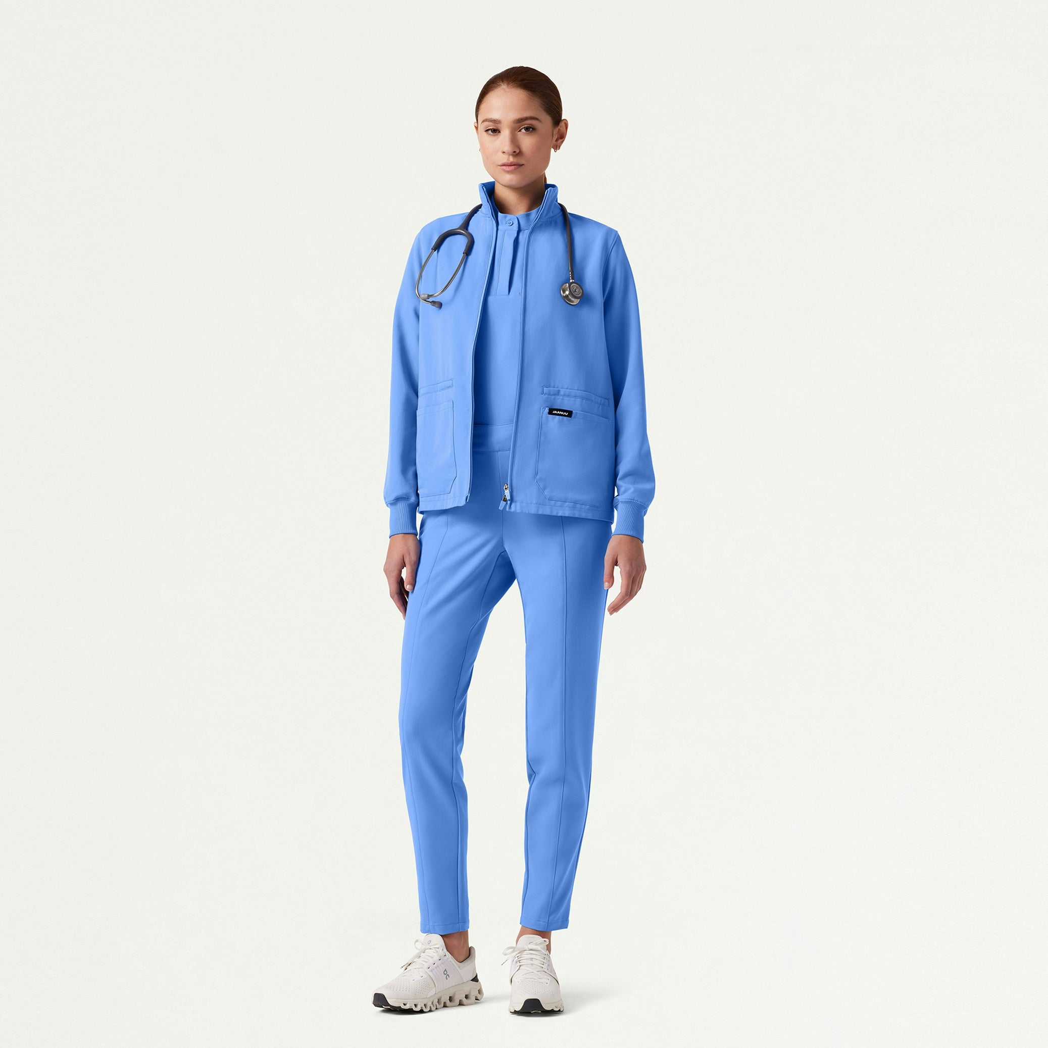 The Morgan Jacket Scrub Set - Ceil Blue