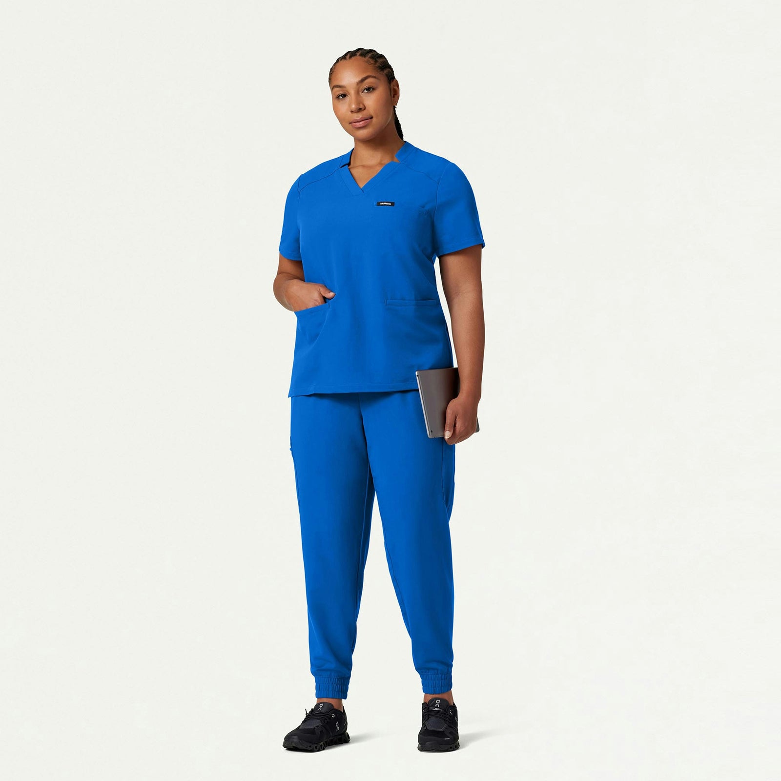 Helia Notched V-Neck Scrub Top - Royal Blue - WOMEN'S TOPS - Jaanuu