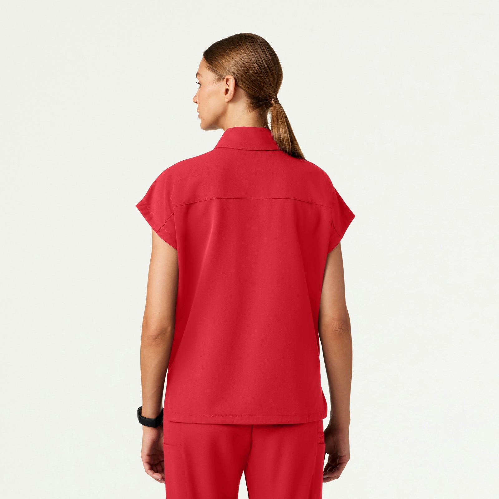 Acta Oversized 2-Pocket Scrub Top - Brilliant Red - WOMEN'S TOPS - Jaanuu