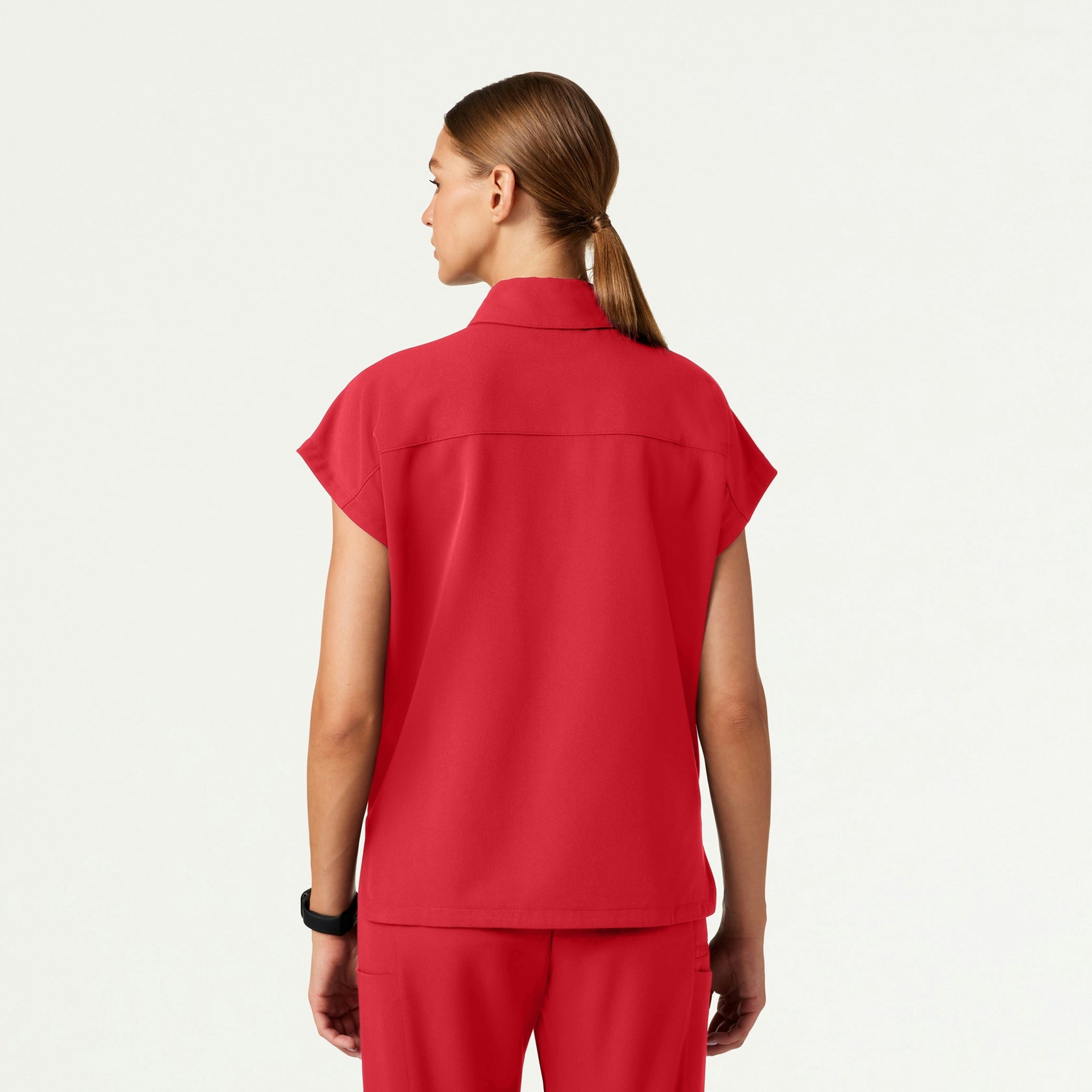 Acta Oversized 2-Pocket Scrub Top - Brilliant Red - WOMEN'S TOPS - Jaanuu