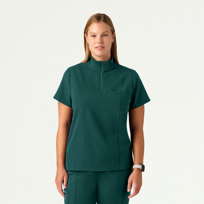 Nora Half-Zip Collared Scrub Top - Midnight Green - WOMEN'S TOPS - Jaanuu