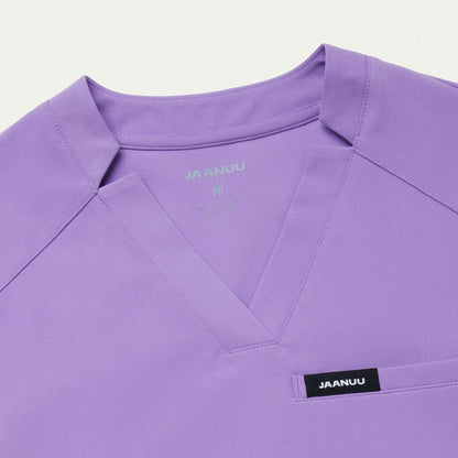 Helia Notched V-Neck Scrub Top - Lilac - WOMEN'S TOPS - Jaanuu