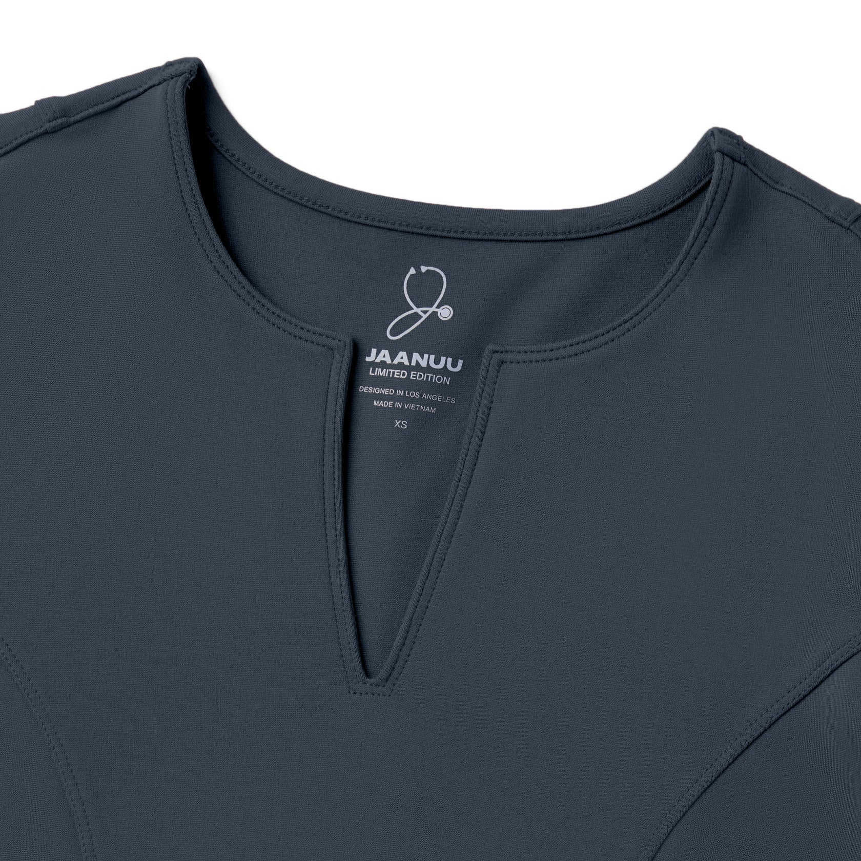 Zoe Slim 3/4-Sleeve ULTRAsoft Scrub Top - Carbon Gray - WOMEN'S TOPS - Jaanuu