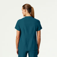 Helia Notched V-Neck Scrub Top - Black