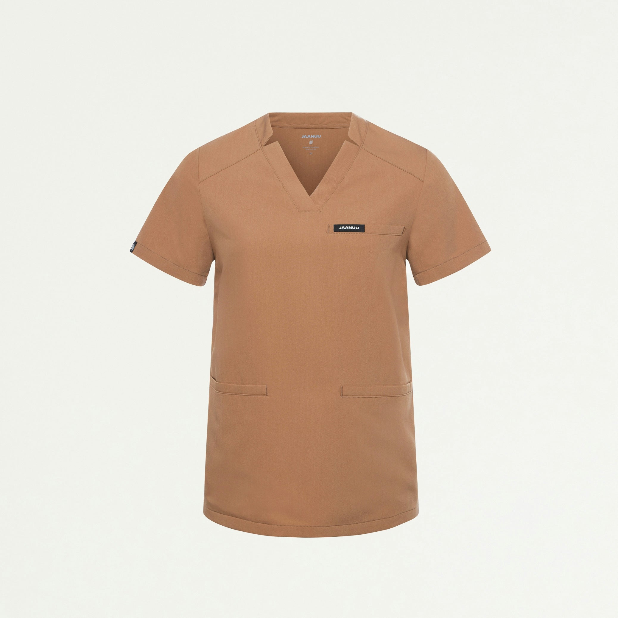 Helia Notched V-Neck Scrub Top - Trench - WOMEN'S TOPS - Jaanuu