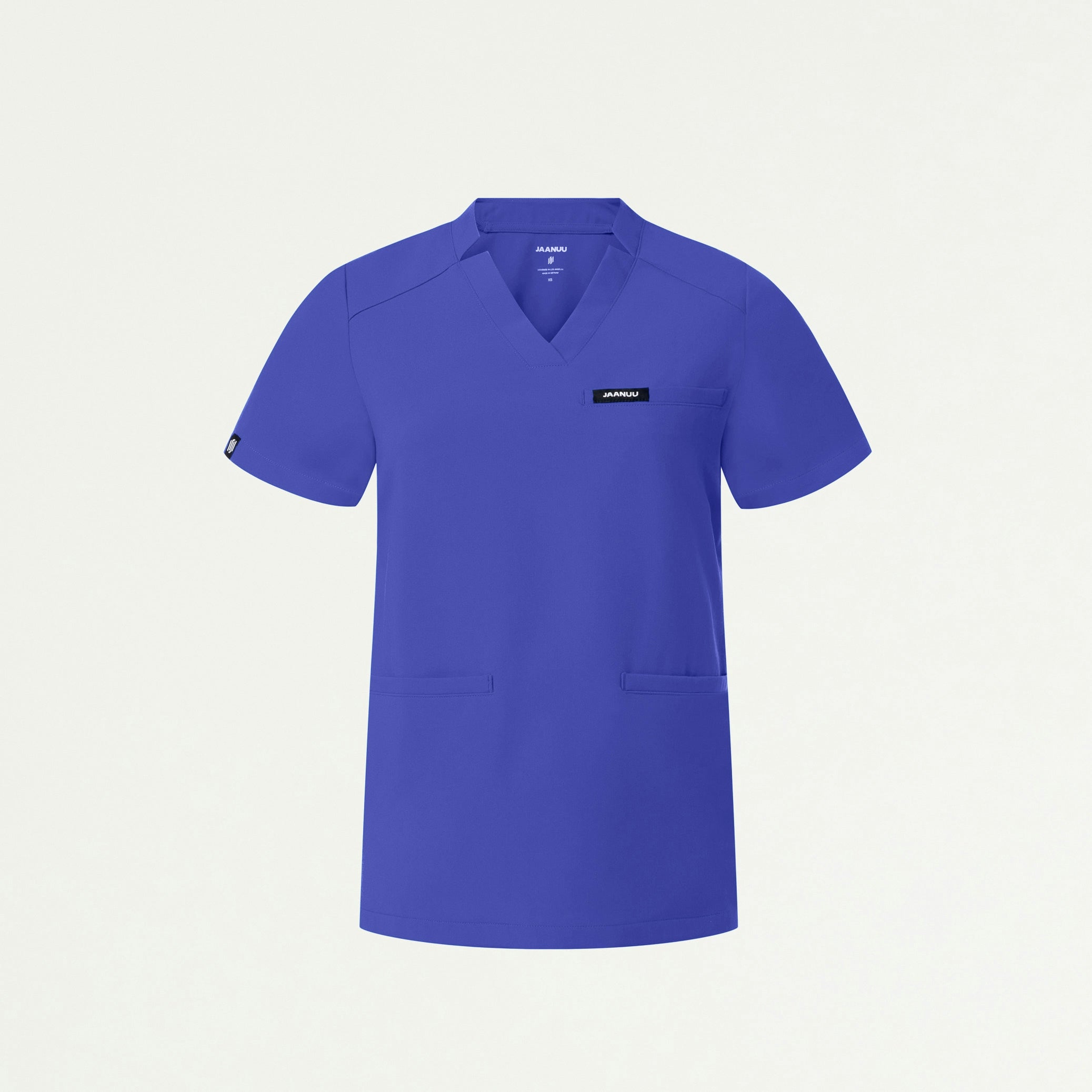 Helia Notched V-Neck Scrub Top - Moon Blue - WOMEN'S TOPS - Jaanuu