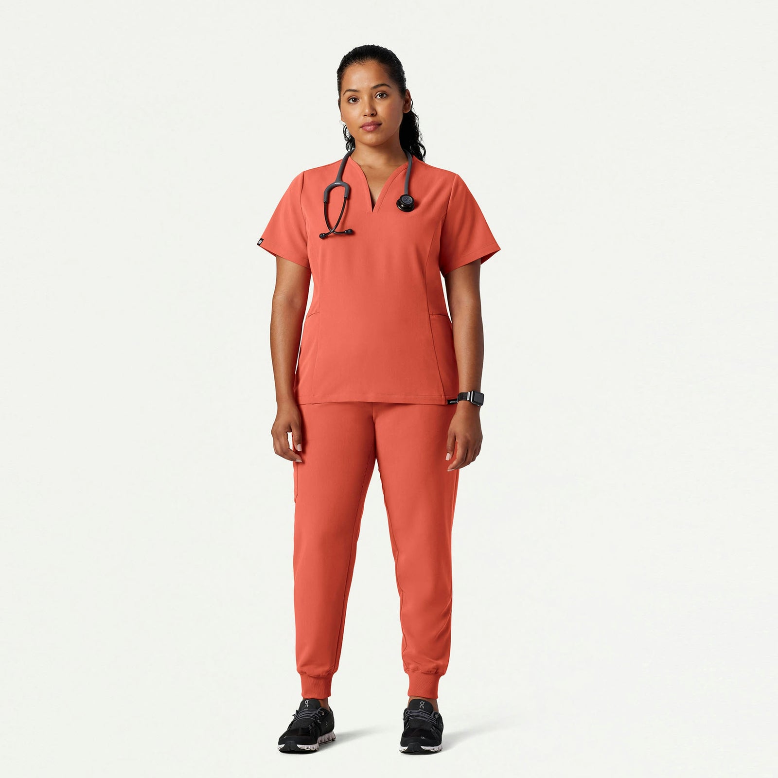 Calix Fit & Flare Scrub Top - Terra - WOMEN'S TOPS - Jaanuu