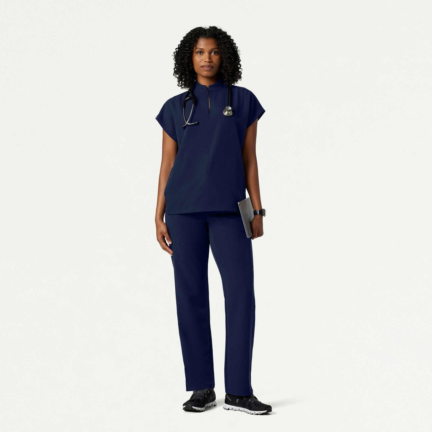 Aris Oversized 2-Pocket Scrub Top - Midnight Navy - WOMEN'S TOPS - Jaanuu