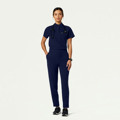 Savi Tuck-In Stand-Collar Scrub Top - Midnight Navy - WOMEN'S TOPS - Jaanuu