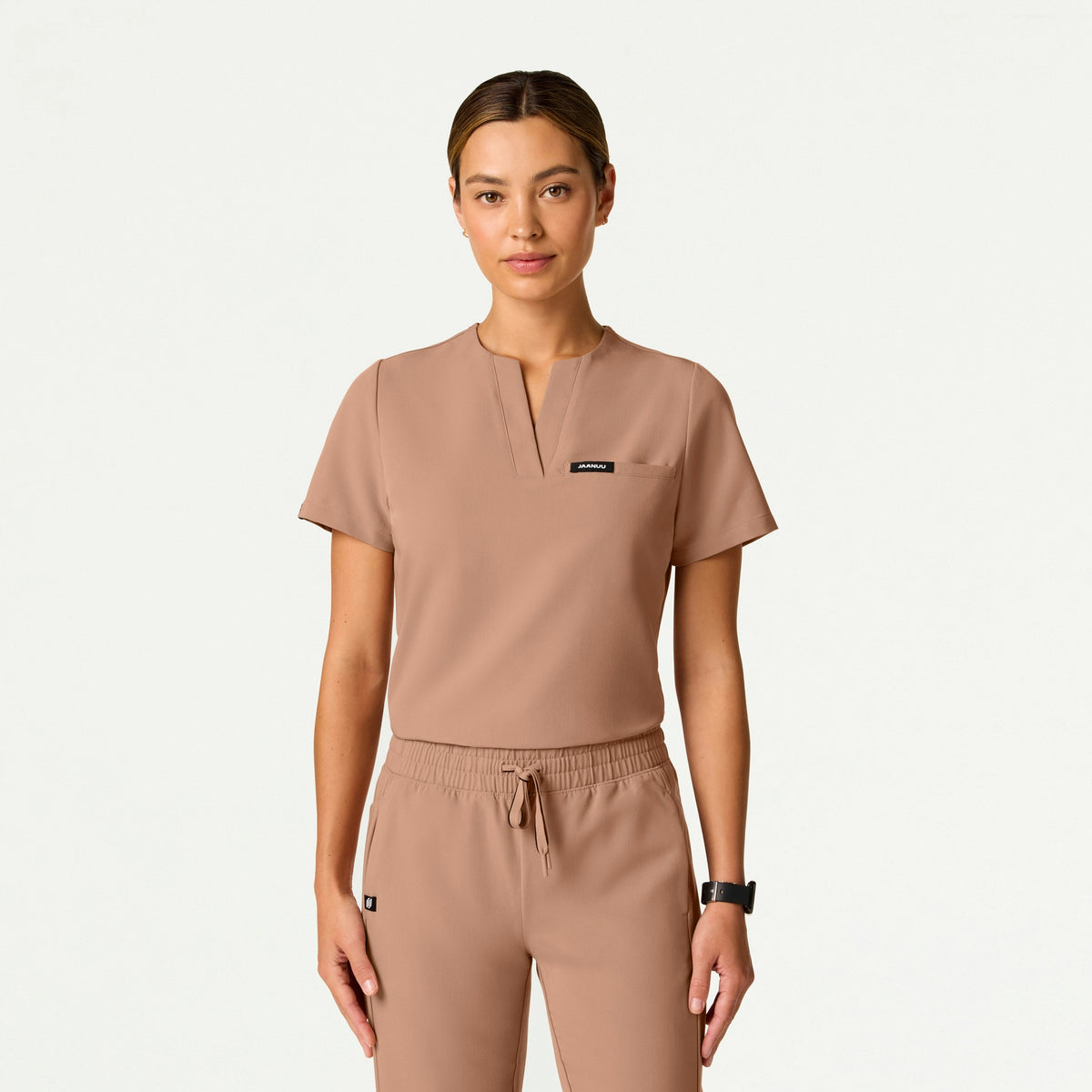 Andra Slim 1-Pocket Scrub Top - Clay - WOMEN'S TOPS - Jaanuu