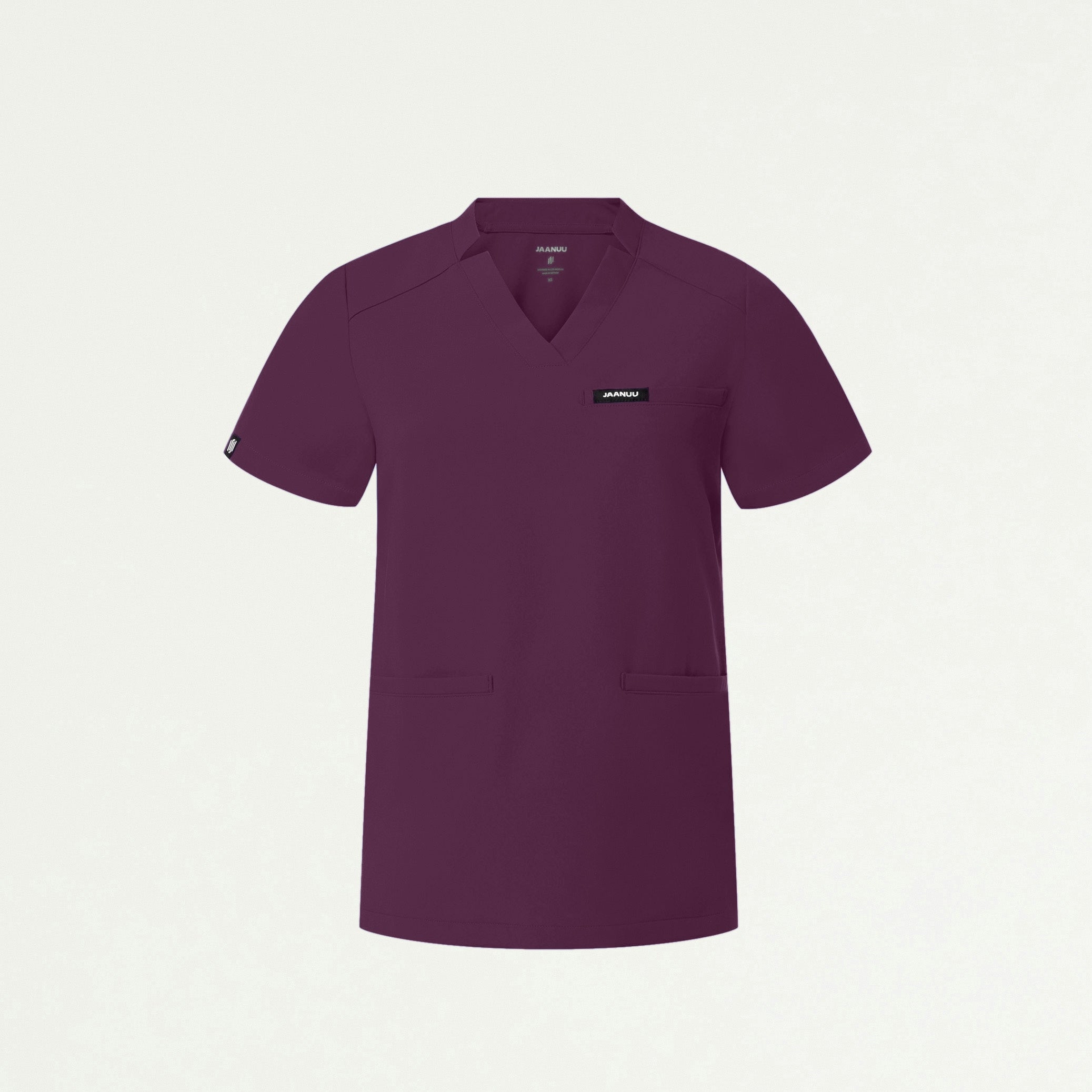 Helia Notched V-Neck Scrub Top - Dark Amethyst - WOMEN'S TOPS - Jaanuu