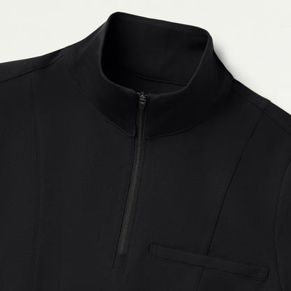 Nora Half-Zip Collared Scrub Top - Black - WOMEN'S TOPS - Jaanuu
