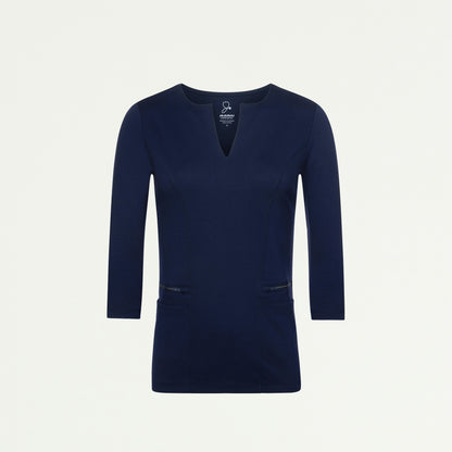 Zoe Slim 3/4-Sleeve ULTRAsoft Scrub Top - Midnight Navy - WOMEN'S TOPS - Jaanuu