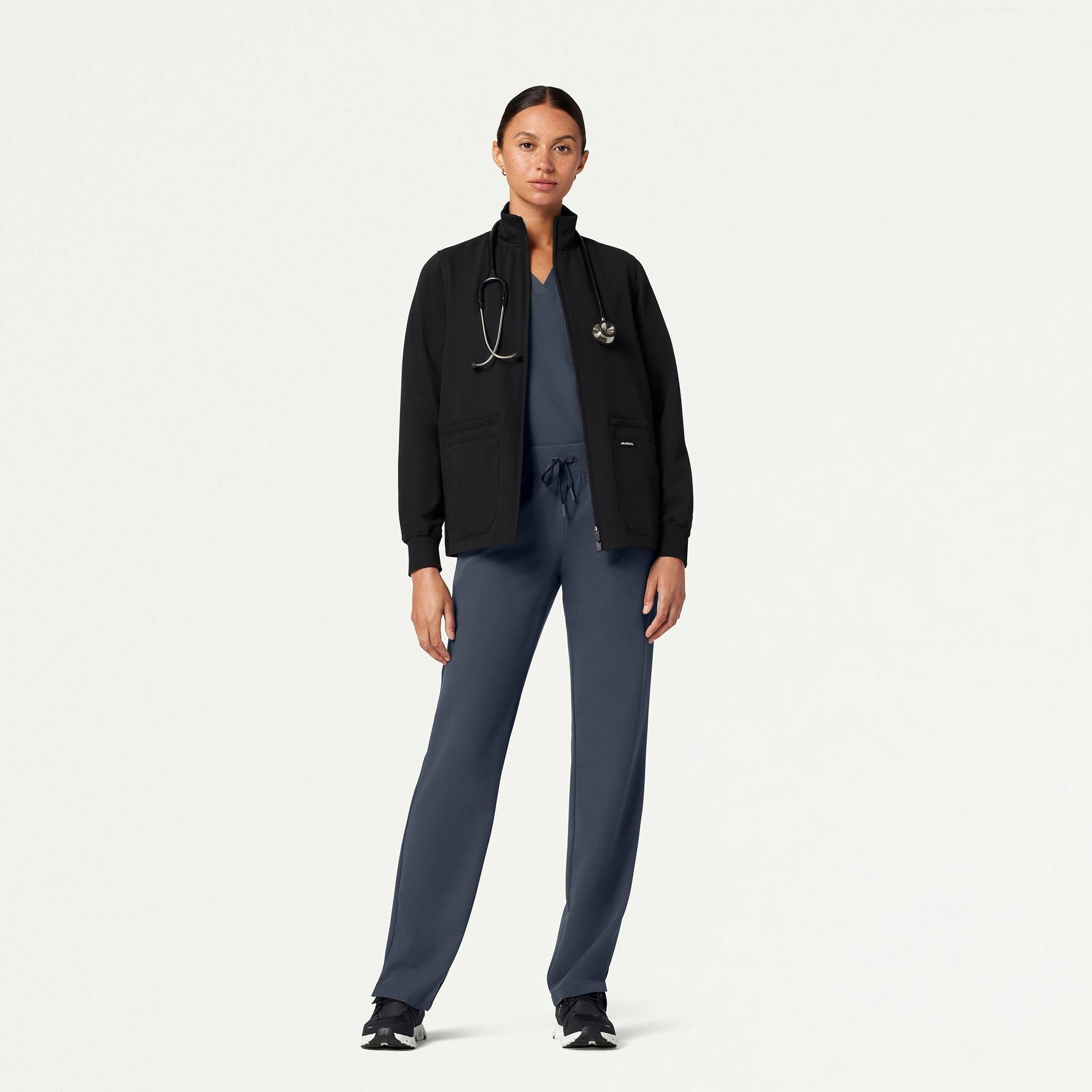 The Ava Jacket Scrub Set - Black