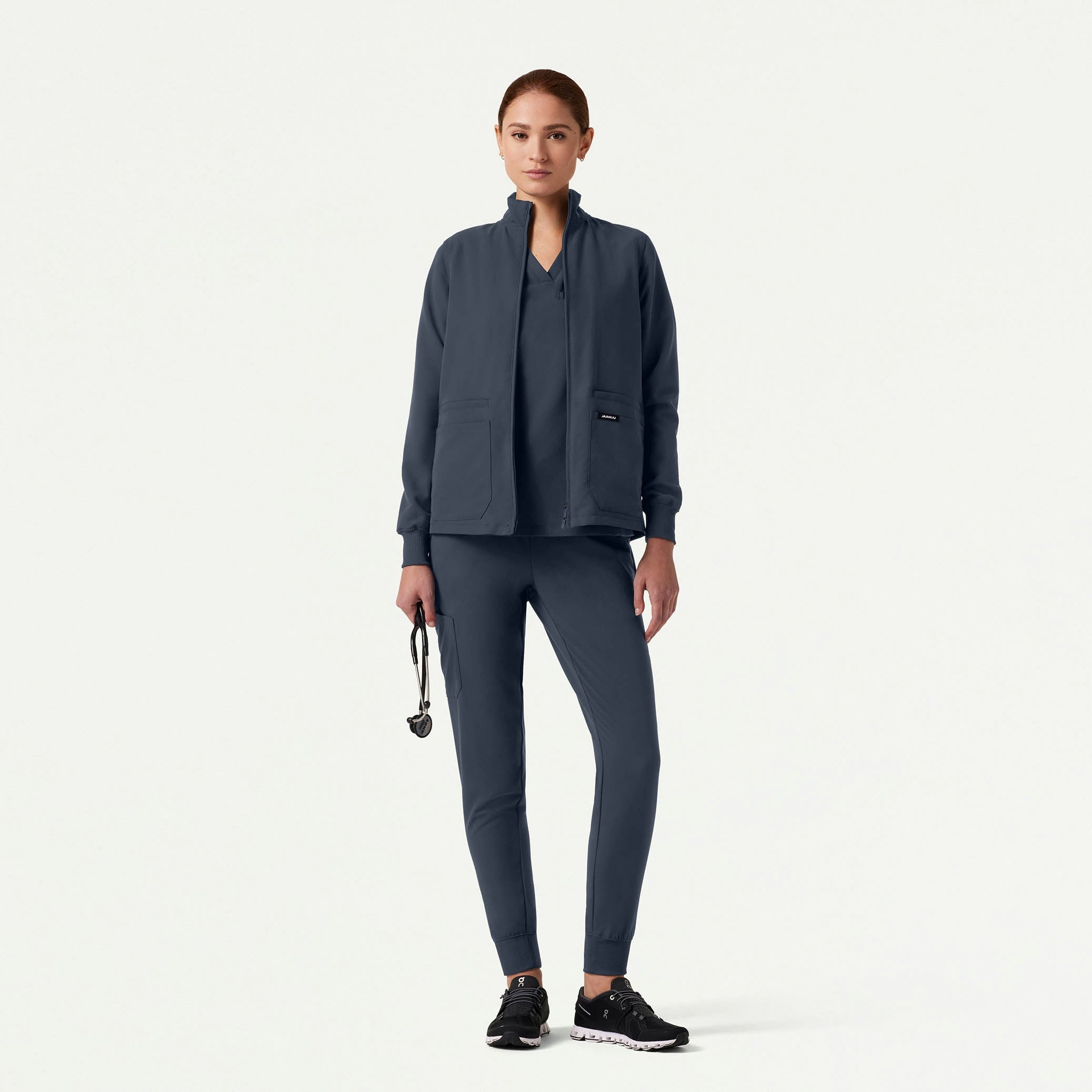 The Emile Jacket Scrub Set - Carbon Gray