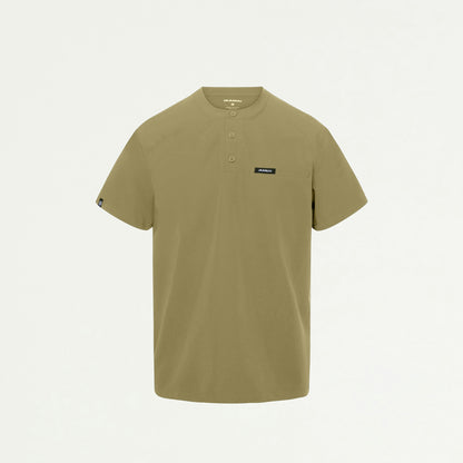 Reeve Henley Scrub Top - Ceramic Khaki - MEN'S TOPS - Jaanuu