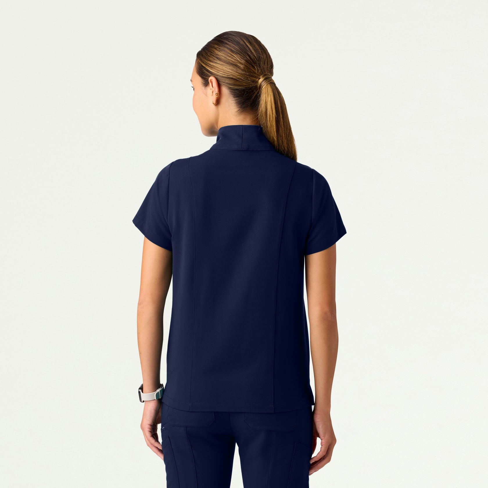 Nora Half-Zip Collared Scrub Top - Midnight Navy - WOMEN'S TOPS - Jaanuu