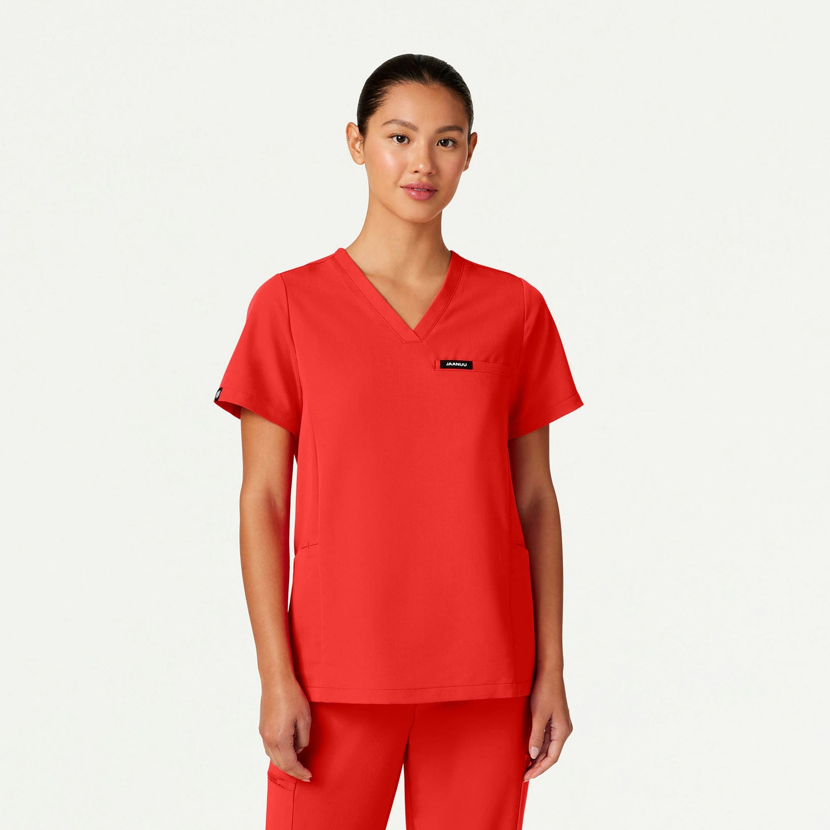 Magna 3-Pocket Scrub Top - Solar Red - WOMEN'S TOPS - Jaanuu