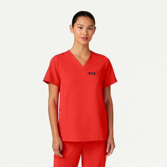 Magna 3-Pocket Scrub Top - Solar Red - WOMEN'S TOPS - Jaanuu