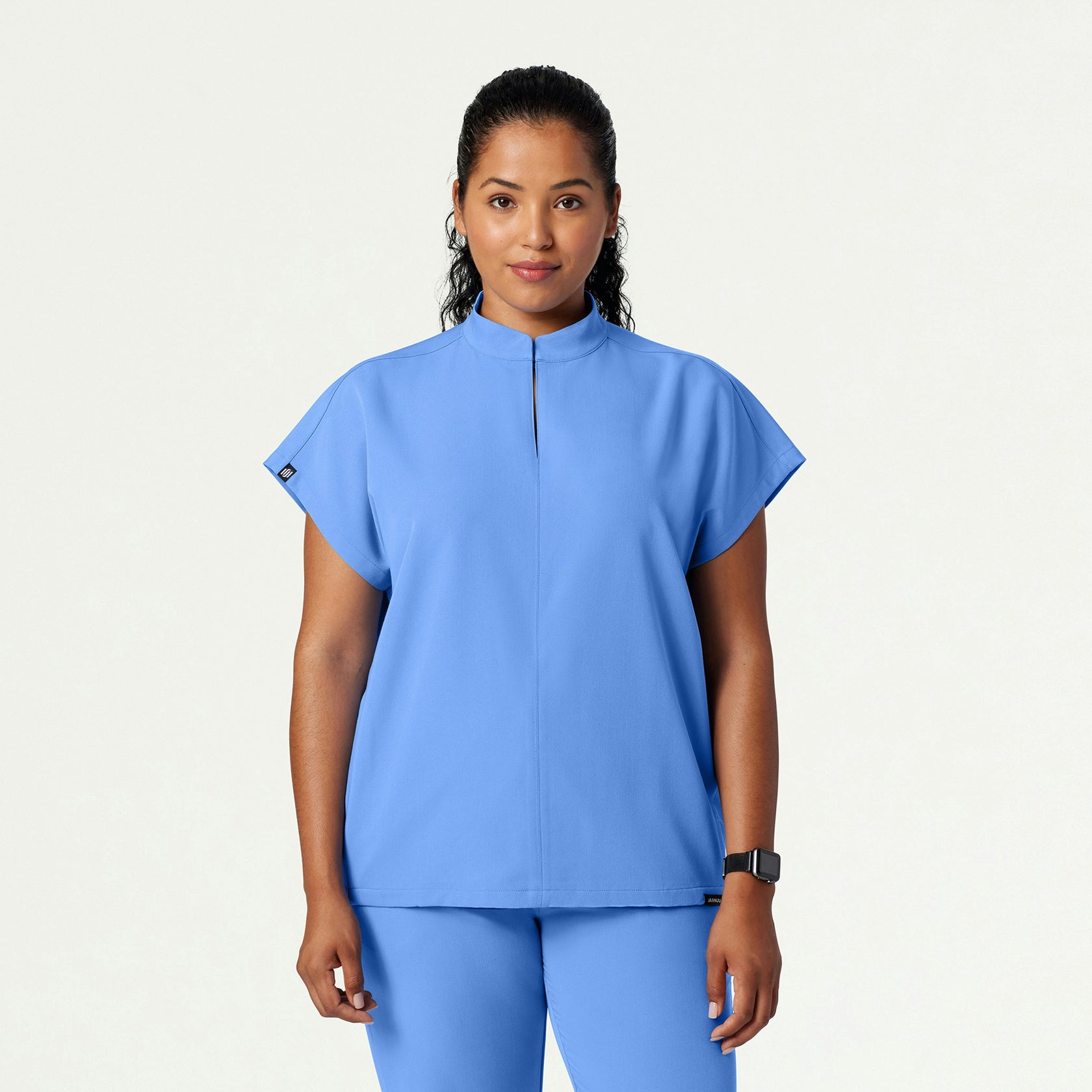 Aris Oversized 2-Pocket Scrub Top - Ceil Blue - WOMEN'S TOPS - Jaanuu