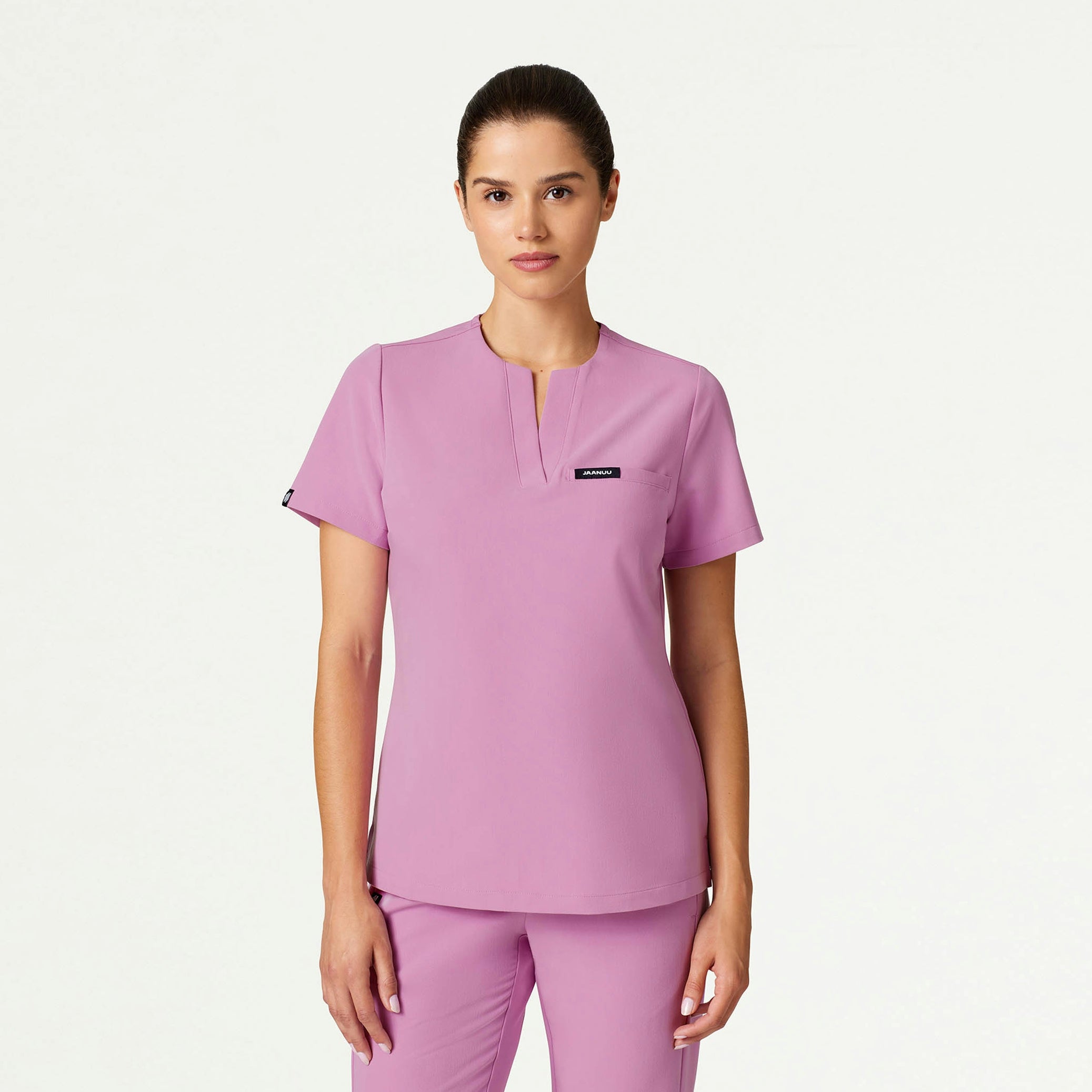 Andra Slim 1-Pocket Scrub Top - Light Magenta - WOMEN'S TOPS - Jaanuu