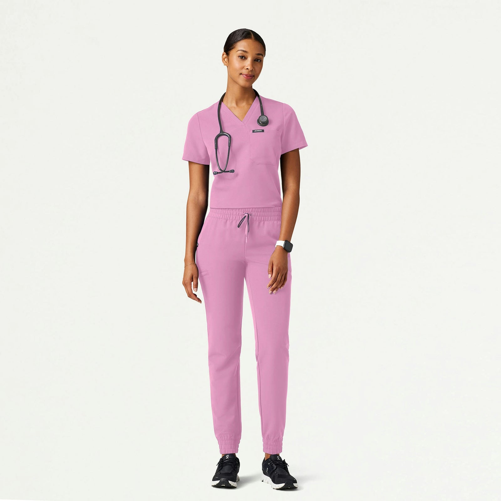 Rhena Slim Essential 1-Pocket Scrub Top - Light Magenta - WOMEN'S TOPS - Jaanuu