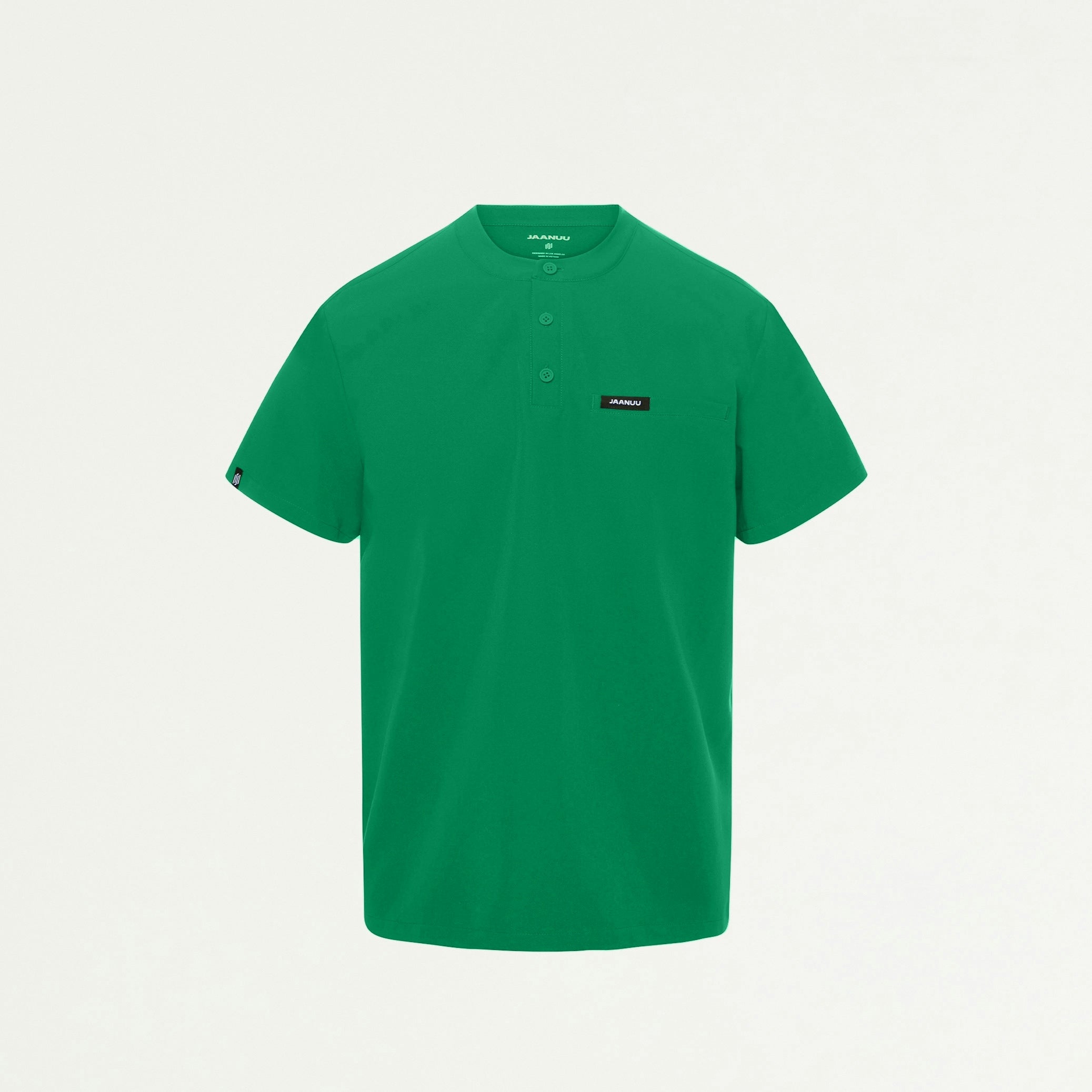 Reeve Henley Scrub Top - Emerald Green - MEN'S TOPS - Jaanuu