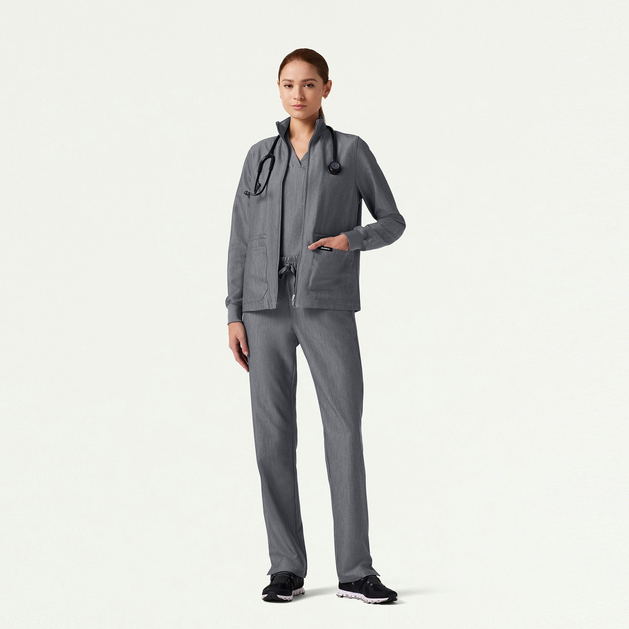 The Yuri Jacket Scrub Set - Heather Gray