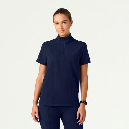 Nora Half-Zip Collared Scrub Top - Midnight Navy - WOMEN'S TOPS - Jaanuu