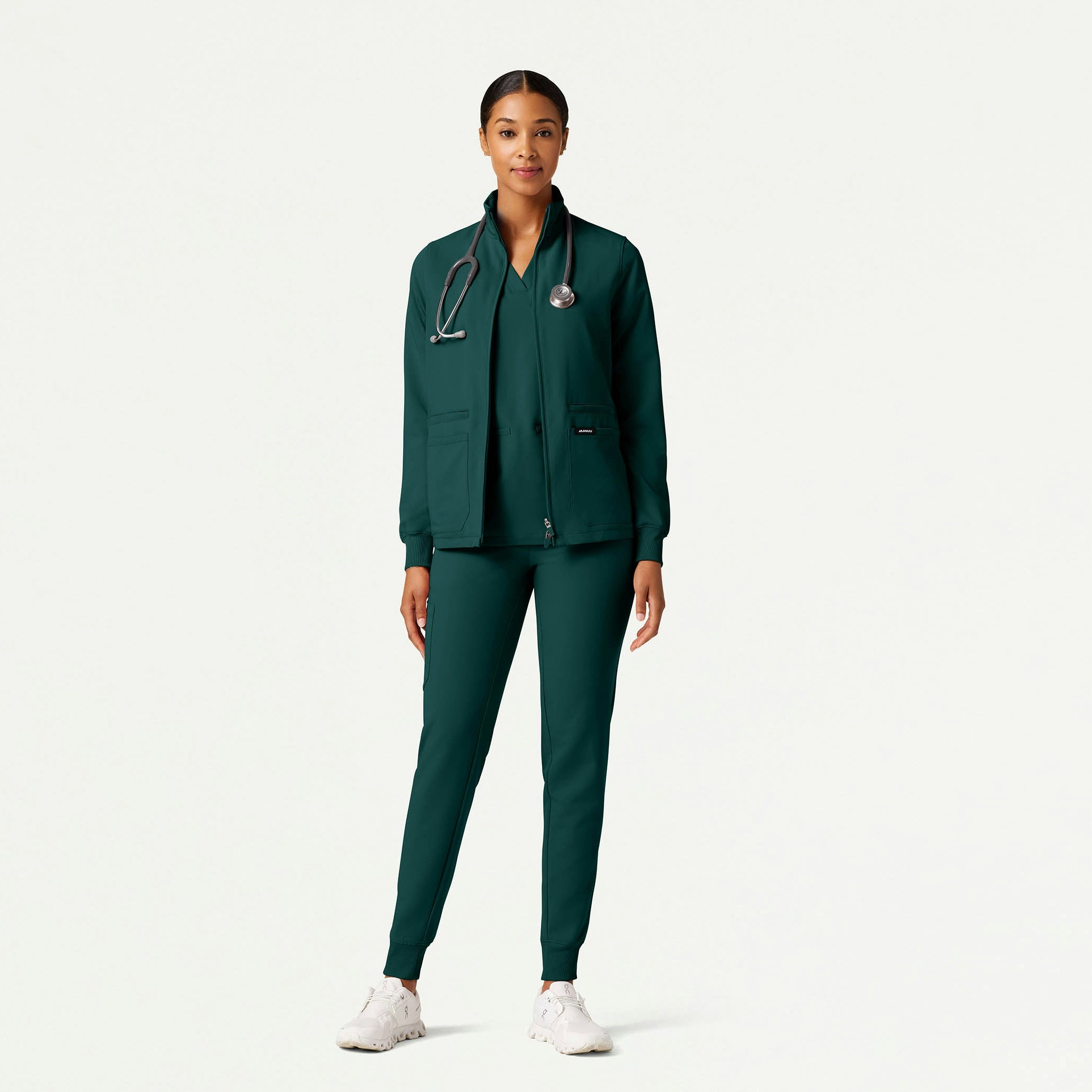 The Gia Jacket Scrub Set - Midnight Green
