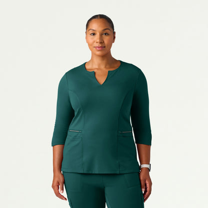 Zoe Slim 3/4-Sleeve ULTRAsoft Scrub Top - Midnight Green - WOMEN'S TOPS - Jaanuu