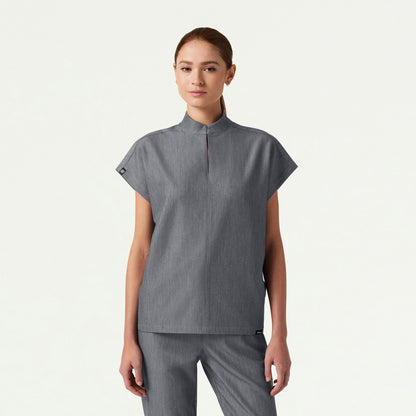 Aris Oversized 2-Pocket Scrub Top - Heather Gray - WOMEN'S TOPS - Jaanuu