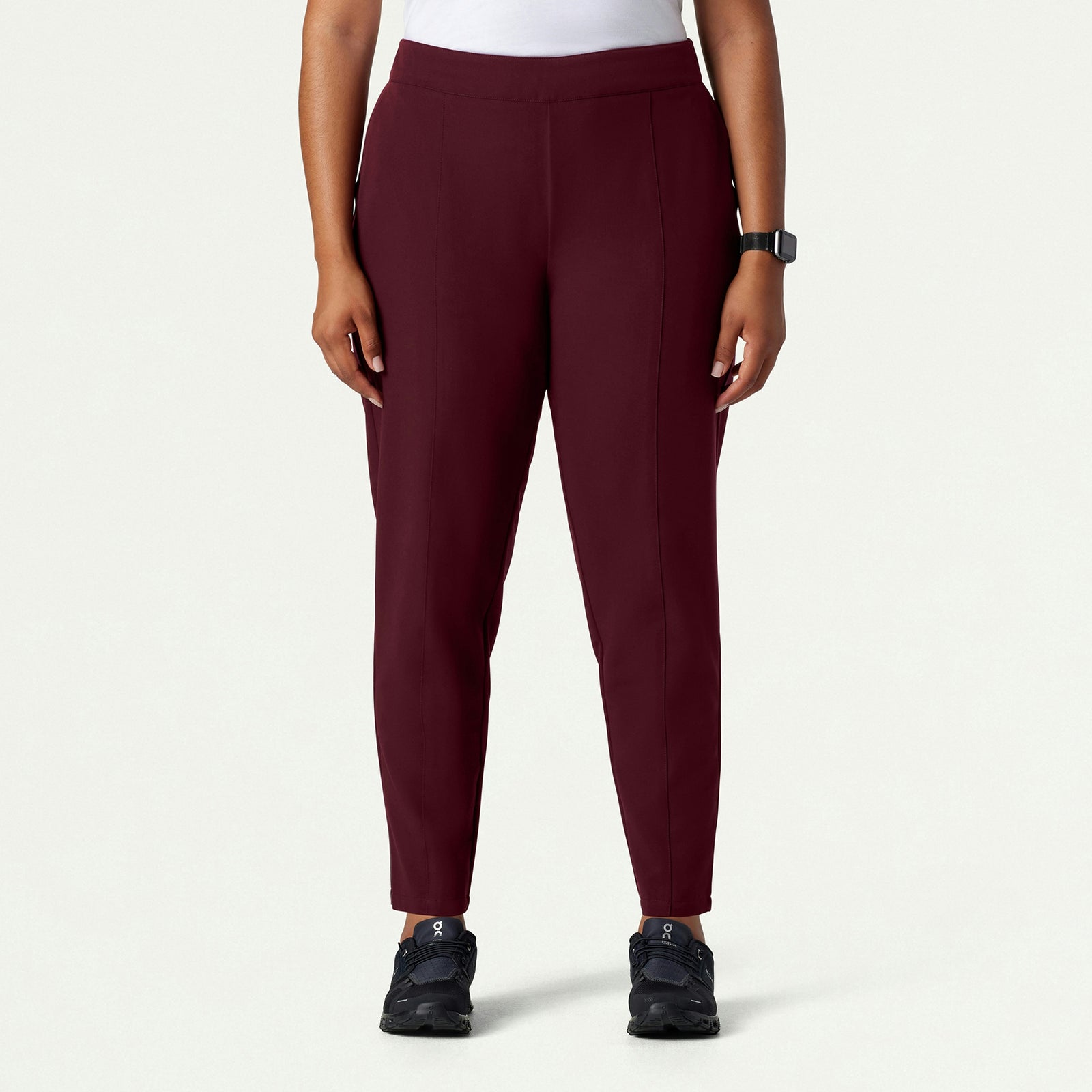 Lio Tapered 5-Pocket Scrub Pant - Burgundy - WOMEN'S PANTS - Jaanuu