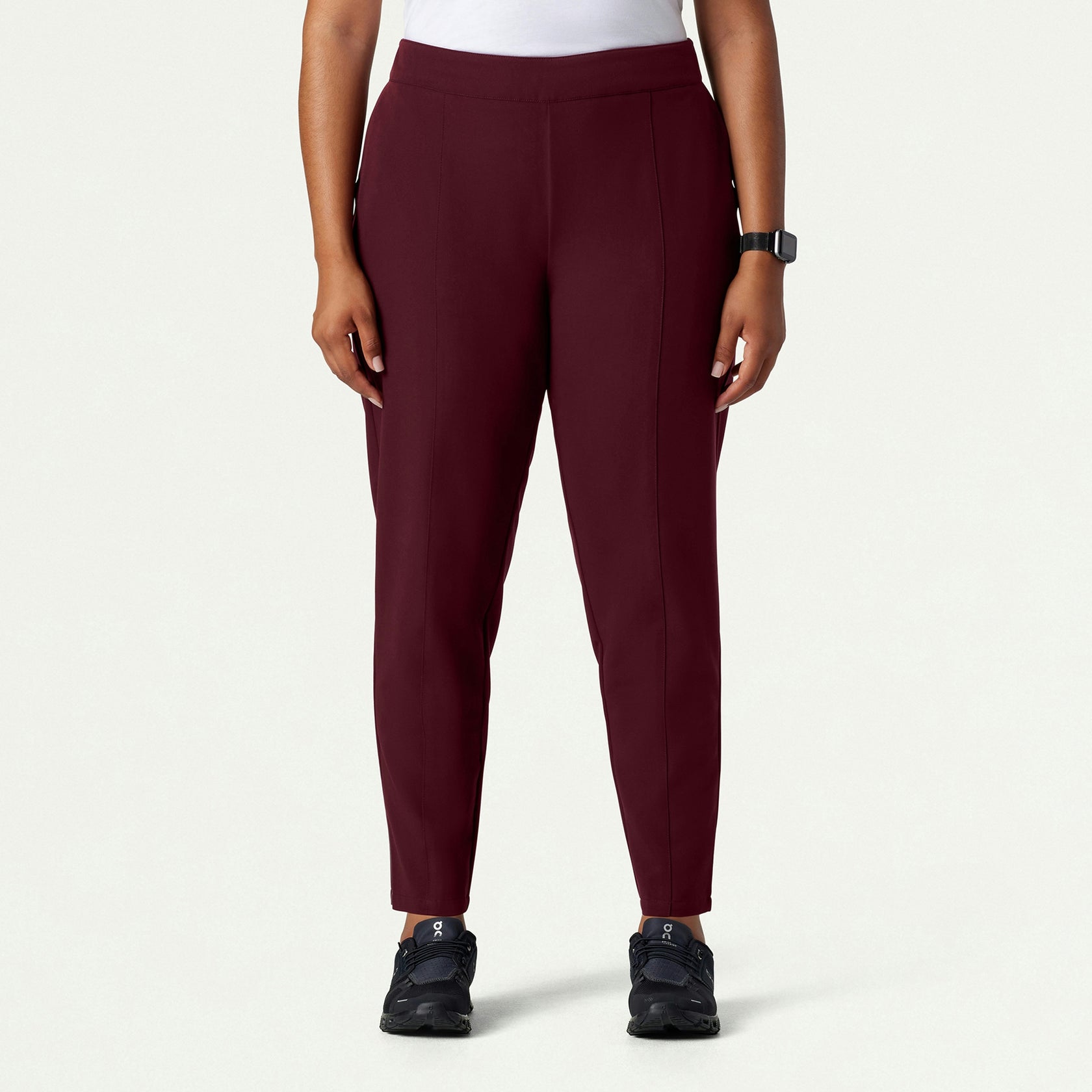 Lio Tapered 5-Pocket Scrub Pant - Burgundy - WOMEN'S PANTS - Jaanuu