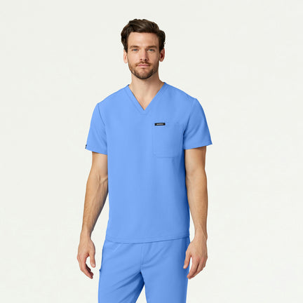 Holmes Everyday 1-Pocket Scrub Top - Ceil Blue - MEN'S TOPS - Jaanuu