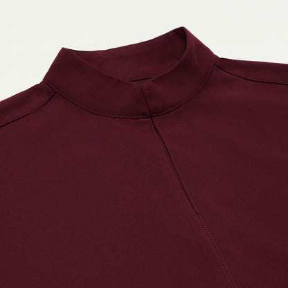 Aris Oversized 2-Pocket Scrub Top - Burgundy - WOMEN'S TOPS - Jaanuu